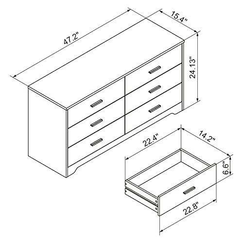 Panana Wooden 5/6 Drawer Dresser, Wide Modern Chest of Drawers, Organizer with Storage Drawers for Living Room Bedroom Hallway Closet (Black, 6 Drawers) - color: Black