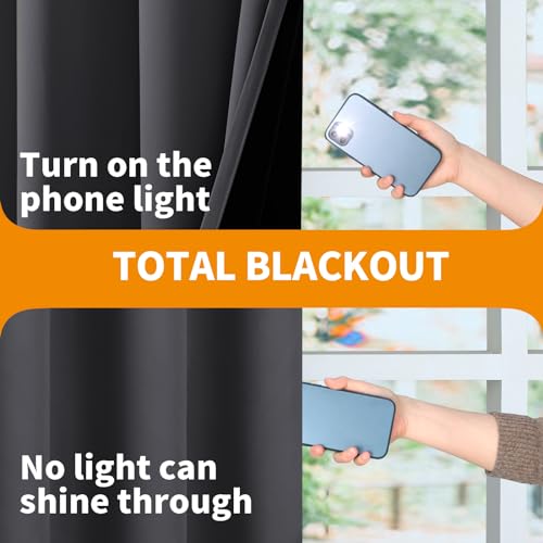 YoungsTex 100% Blackout Curtains 63 Inch Length, Grommet Thermal Insulated Drapes Full Room Darkening Privacy Thick Blinds with Liner for Bedroom, Dark Grey, 2 Panels, 38 X 63 Inch - color: Dark Grey, size: 38"W x 63"L (Pack of 2)