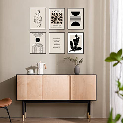 KBKBART Matisse Wall Art Prints, Abstract Matisse Wall Art Exhibition Posters, Black Beige Women Body Line Art Leaf Boho Art Prints, Living Room Wall Decor（8x10inch, Unframed | Canvas Prints Paintings Artwork, Black And White Neutral Abstract Boho Wall De
