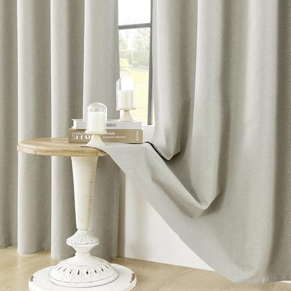 ChrisDowa Greyish Beige Blackout Curtains 45 Inches 2 Panels for Bedroom | Room Darkening,Light Blocking,Thermal Insulated,Faux Linen,Farmhouse,Grommet,Window Treatment,Drapes,Living Room,52x45 - color: Greyish Beige, size: 52"W x 45"L (Pack of 2)