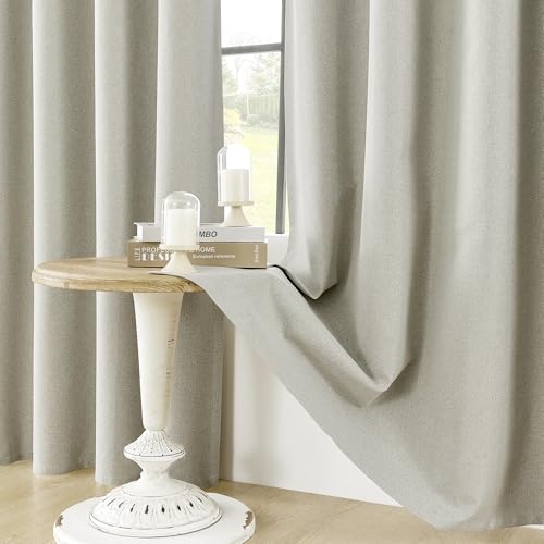 ChrisDowa Greyish Beige Blackout Curtains 45 Inches 2 Panels for Bedroom | Room Darkening,Light Blocking,Thermal Insulated,Faux Linen,Farmhouse,Grommet,Window Treatment,Drapes,Living Room,52x45 - color: Greyish Beige, size: 52"W x 45"L (Pack of 2)