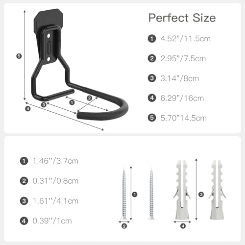 Housolution Bike Wall Mount with Fixed Hook, [8 Pack] Bike Storage Rack | Bike Rack Vertical Stand for Garage - Easily Hang/Detach - with Screws Iron Bike Hanger Brackets - size: 8 Pack