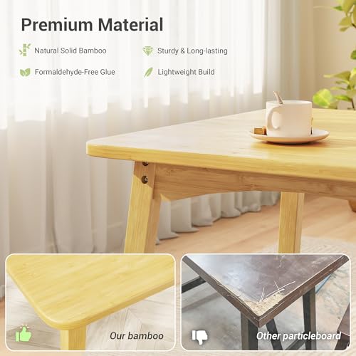 Bamboo Dining Table, Small Kitchen Table for 2, 27.6" Square Dining Tables for Small Space, Easy Assembly, Dinner Table for Dining Room, Living Room, Kitchen, Office(Natural) - color: Natural