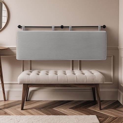 Queen Headboard Only, Wall Mounted Hanging Upholstered Bed Head Board | Modern Vertical Channel Design of Fine Flannel, Elegant Grey Fluted Headboard for Bedroom (Grey, Queen Size) - color: Flannel/Light Grey, size: Queen