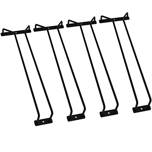 14-Inch Black Wine Glass Rack, Under Cabinet Wine Glass Holder Stainless Steel Stemware Rack - Hanging Stemware Holder for Cabinet Kitchen Bar, Set of 4 - color: Black, size: 14 Inch 4 Pack