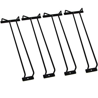 14-Inch Black Wine Glass Rack, Under Cabinet Wine Glass Holder Stainless Steel Stemware Rack - Hanging Stemware Holder for Cabinet Kitchen Bar, Set of 4 - color: Black, size: 14 Inch 4 Pack