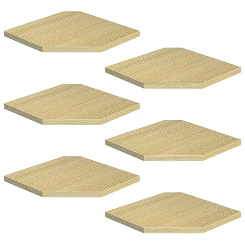 Corner Shelf Wall Mount, Floating Corner Shelves, Set of 6 Corner Wall Shelf Organizer, Rustic Wood Wall Storage Display Shelves for Living Room Bedroom Bathroom Kitchen, Rustic Brown, Oak - color: Oak, size: 7" x 7", Set of 6