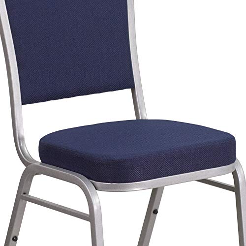 Flash Furniture Hercules Crown Back Stackable Banquet Chair, Silver, 4-Pack | Silver Frame, Fabric Upholstery - color: Navy Fabric/Silver Frame, size: Set of 4