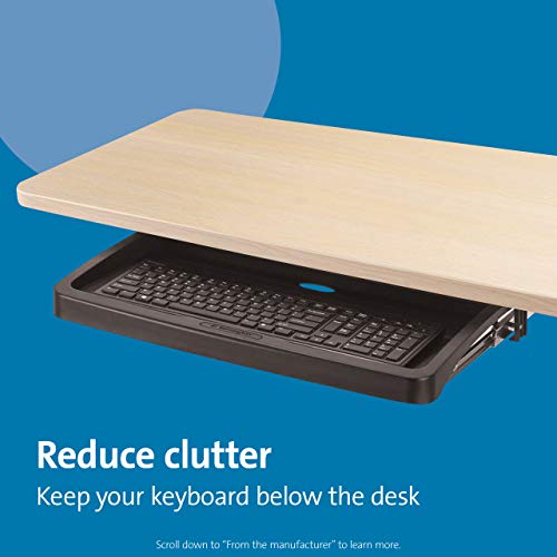 Kensington Underdesk Basic Keyboard Drawer (K60009US) , Black | Slide-out tray, frees up desk space, simple under-desk mounting