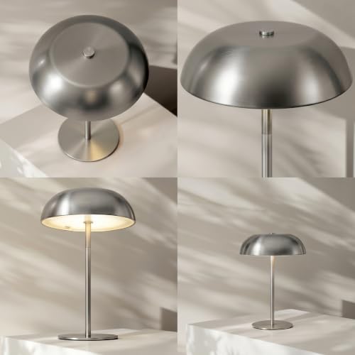 Portable LED Mushroom Table Lamp - color: Silver