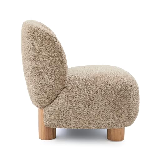 Christopher Knight Home Modern Low Profile Accent Chair for Living Room, Boucle Upholstered Armless Chair with Rubberwood Legs, Comfy Lounge Armchair, Plush Cloud-Like Seating for Bedroom, Light Brown - color: Light Brown