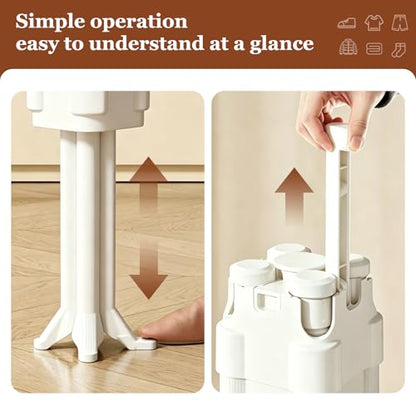 Adjustable Collapsible Umbrella Style Clothes Drying Rack, 4Legs6Telescopic Arms, Space-Saving Freestanding Laundry Airer with Windproof Clips, Easy Setup Indoor Outdoor (White-Plastic) - color: White-plastic