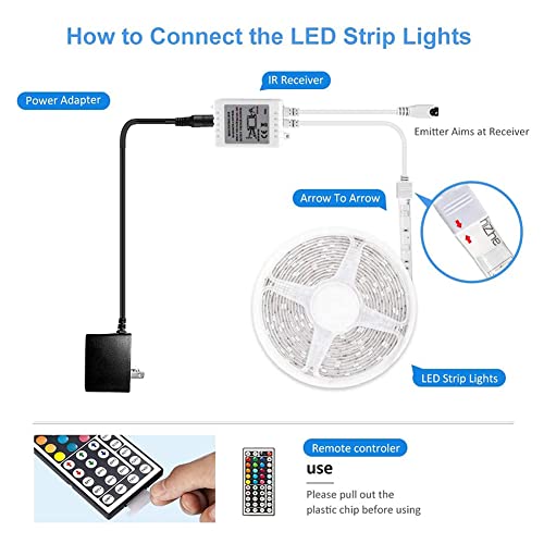 DAYBETTER Led Strip Lights 16.4ft Waterproof Color Changing Led Lights with Remote Controller - size: 16.4ft