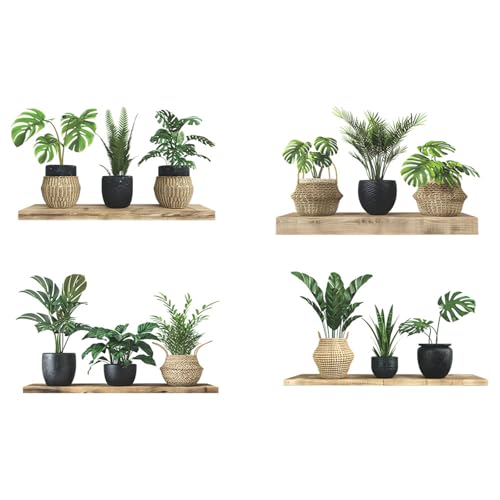 Green Plant Wall Decals 3D Bonsai Tropical Betterfly Wall Sticker Creative Vinyl Peel and Stick Removable Wall Art Decor for Living Room Bedroom Home Office (Green Plant 4) - style: Green Plant 4