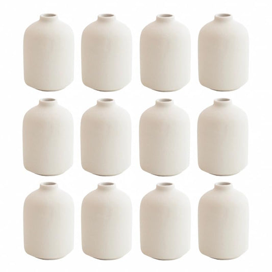 Modern White Small Ceramic Vase Set of 12 for Living Room Bedroom 4.13'' Minimalist Fresh Flower Vases for Home Decor Office Fireplace Centerpieces Nordic Style Gift for Fake Plant 12 Pack - color: 12 Pack White - Style 5