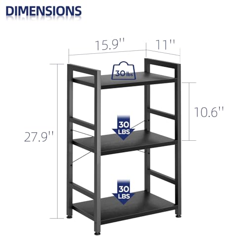 NUMENN 3 Tier Slim Bookshelf, Tall Freestanding Open Storage Bookcase, Black - color: Black, size: 3 Tier slim