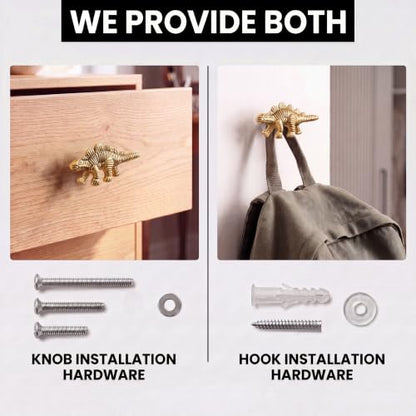 Indian Shelf Set of 3 Gold Stegosaurus Wall Hooks for Coats and Bags - style: Stegosaurus