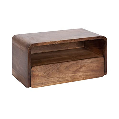 Kate and Laurel Kato Modern Wood Floating Side Table with Drawer, 18 x 10 x 9, Walnut Brown, Contemporary Wooden Floating Nightstand for Bedroom Bedside Table - color: Walnut Brown