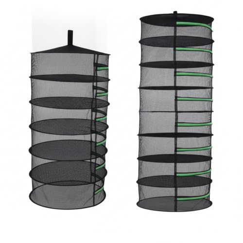Collapsible Hanging Dryer with Zippered Mesh Layers, Space-Saving Foldable Air Drying Rack for Kitchen, Balcony, and Laundry (Black) - size: 12.99 x 12.99 x 68.9 in
