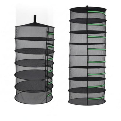 Collapsible Hanging Dryer with Zippered Mesh Layers, Space-Saving Foldable Air Drying Rack for Kitchen, Balcony, and Laundry (Black) - size: 12.99 x 12.99 x 68.9 in