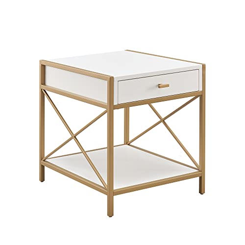 Leick Home Claudette End Table, 20", White, Gold - color: White