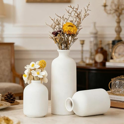 Ceramic Vase Set of 3,Modern Nordic,Minimalist Decorative Vase for Living Room Table Centerpiece Coffee Dining Wedding Bookshelf Home Decoration