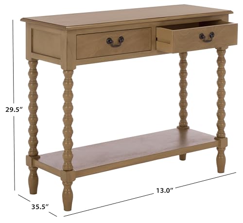 SAFAVIEH Furniture - Athena 2-Drawer Console Table - Desert Brown - Solid Wood - Farmhouse Classic Design - Ideal for Entryway, Living Room, Hallway, 35.5" W x 13" D x 29.5" H (CNS5702F) - color: Desert Brown