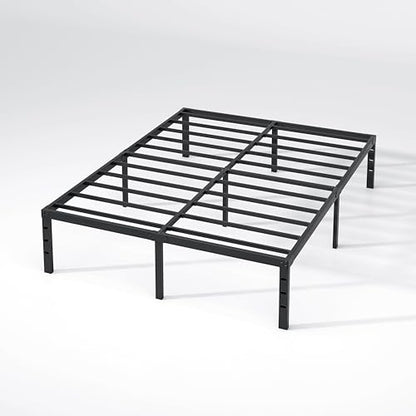 NEW JETO Metal Bed Frame,King Size Bed Frame with Storage Space,16 Inch | Heavy Duty Sturdy Mattress Foundation,Easy Assembly,No Box Spring Needed, Black - size: King, style: 16 Inch
