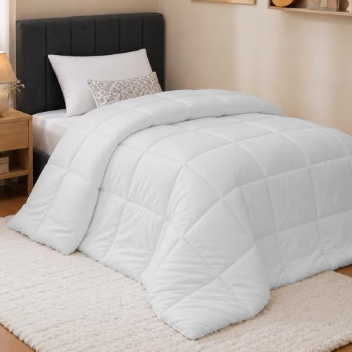 Utopia Bedding Twin Comforter, Duvet Insert, White, 64 x 88 Inches | Soft and Fluffy Down Alternative Bed Comforter, All Season, Breathable, Corner Tabs, Box Stitched, Durable, Machine Washable - color: White, size: Twin