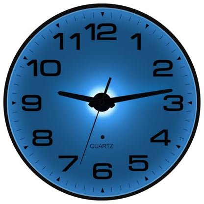Night Light Wall Clocks Battery Operated, 10 Inch Silent Wall Clock for Bedroom Night Glow, Sound Control Luminous Wall Clocks for Living Room Decor, LED Wall Clock Modern for Kitchen Office - size: 10 Inch