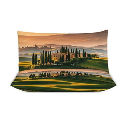 3 Piece Italy Tuscan Bedding Set - Ultra Soft Fabric & Double-Sided Print, Breathable Comforter Set with 1 Quilt Cover & 2 Pillowcases for Home Hotel, 90"x90" - size: 90"x90"