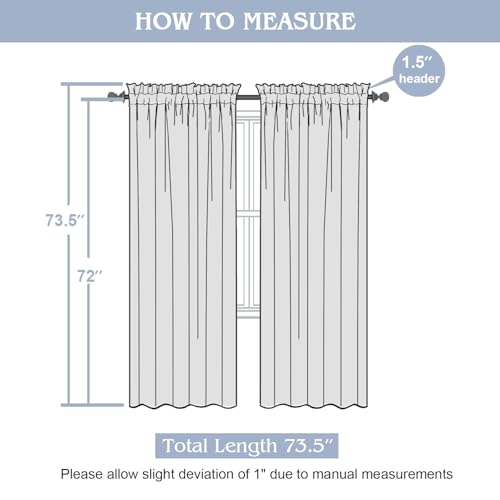Gwine Black Curtains 72 Inches Long 2 Panels Set, Light Filtering Leaf Jacquard Textured Curtain, Elegant Soft Voile Rod Pocket Window Curtains for Bedroom Living Room, 42Wx72L Inches, 2PCS - color: Black, size: 42"W x 72"L (Pack of 2)