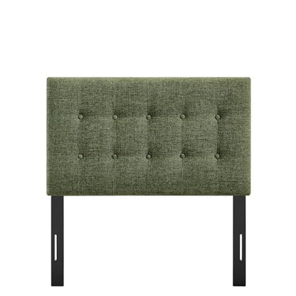 Modway Emily Twin Size Fabric Headboard in Foliage - Linen-Like Upholstery with Button Tufting and 7 Adjustable Height Positions - color: Foliage, size: Twin