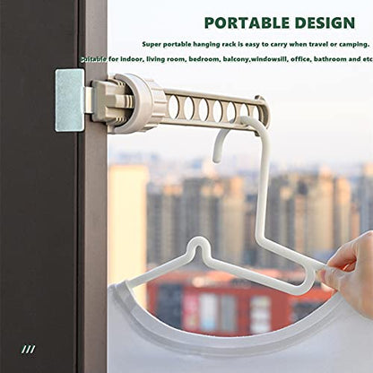 Chchmu Clothes Drying Rack 2 Packs Portable Travel Hanger for Hotel Home Rotary Clip-on Hanger Holder Wall Mounted Clothes Bar for Bathroom Bedroom Laundry Room Balcony, Green & Grey - color: Green & Grey