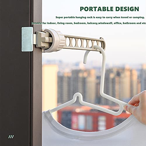 Chchmu Clothes Drying Rack 2 Packs Portable Travel Hanger for Hotel Home Rotary Clip-on Hanger Holder Wall Mounted Clothes Bar for Bathroom Bedroom Laundry Room Balcony, Green & Grey - color: Green & Grey