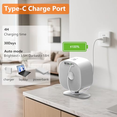 Deyagoo Motion Sensor Wall Light,Rechargeable Battery Operated Sconce-White | 360°Rotate, Rechargeable, Dimmable, Touch Control - color: White-C