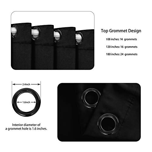 BONZER Room Divider Curtain Wall Screen Partitions | Grommet Thermal Insulated Wide Blackout Curtains for Bedroom Living Room, 84L x 108W Inch (7L x 9W ft), 1 Panel, Black - color: Black, size: 108"W x 84"L (Pack of 1)