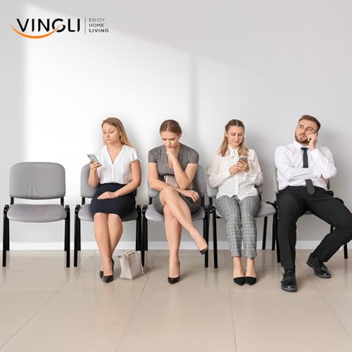 VINGLI 10-Pack Waiting Room Chairs, Stackable Chair for Office, Mesh-Grey | Stacking Chairs, Armless Church Chairs, Space-saving, Guest & Reception, Office Lobby, Business Hall - color: Mesh-grey, size: 10-pack