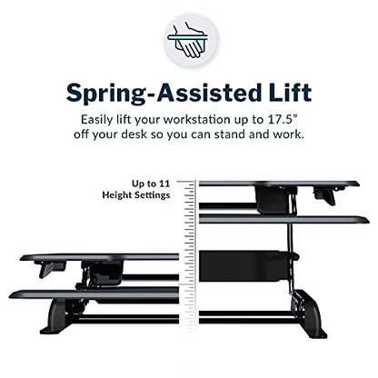 Vari - VariDesk Essential 36 - Two-Tier Standing Desk Converter for Monitor & Accessories - Height Adjustable Sit Stand Desk - Fully Assembled Monitor Riser for Home Office - 36" Wide, Black - size: Essential 36