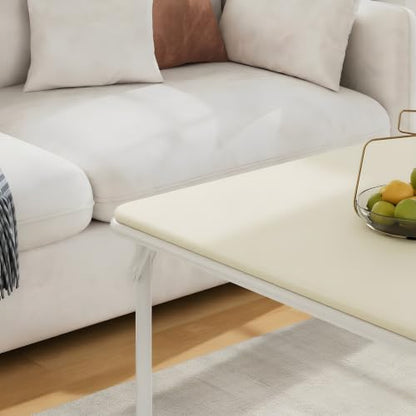 VECELO 34'' Folding Card Table Square with Soft Padded Tabletop, Portable for Dining Room, Parties, Games, Puzzles, Cream & Beige - color: Cream & Beige, style: Folding Table