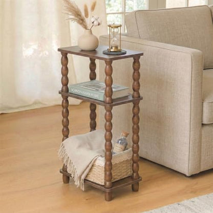 dreampossible Narrow Side Table 3-Tier, Skinny End Table with Solid Wood Legs for Small Spaces, Slim Console Table Nightstand for Living Room Bedroom Sofa Gap, Thin Bedside Table with Storage Shelf - size: Rectangle(7.9''x15.7''x24.7'')