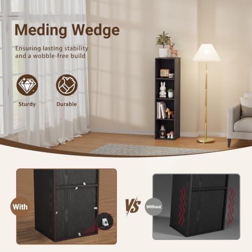4 Cube Black Book Shelf, Tall Bookcase for Bedroom Home Office Living Room - color: Black, size: 4 Cube