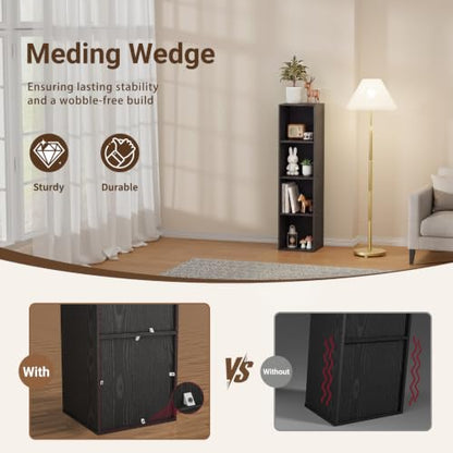 4 Cube Black Book Shelf, Tall Bookcase for Bedroom Home Office Living Room - color: Black, size: 4 Cube