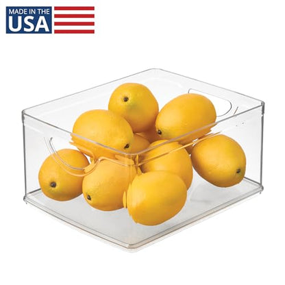 iDesign Plastic Stackable Kitchen Cabinet Storage Bin with Handles - Clear Pantry Organizer Medium (Pack of 4) - size: Medium (Pack of 4), style: Pack of 1