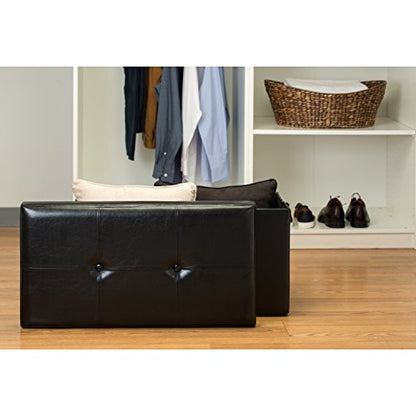 Simplify 30" Polyurethene Leather & Non-Woven Folding Ottoman, Black - color: Black, size: 16"D x 34"W x 16"H