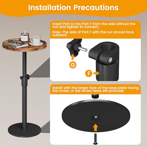 Homeiju Adjustable Round Side Table, Pedestal End Table for Small Spaces, Wooden Couch Table, Tall Drink Table for Living Room, Bedroom, Patio, Brown - style: 1 Pack