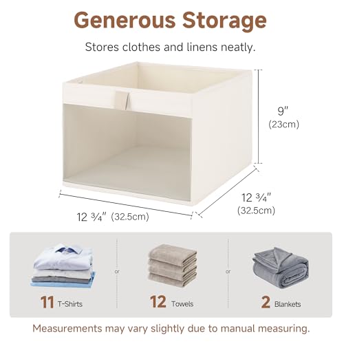 StorageWorks Storage Bins with Clear Window, Large Fabric Closet Organizer for Clothes, Collapsible Storage Baskets with PU Handles, Beige, 3-Pack - color: Beige(Cool Silky Fabric), size: 12 ¾" L x 12 ¾" W x 9" H