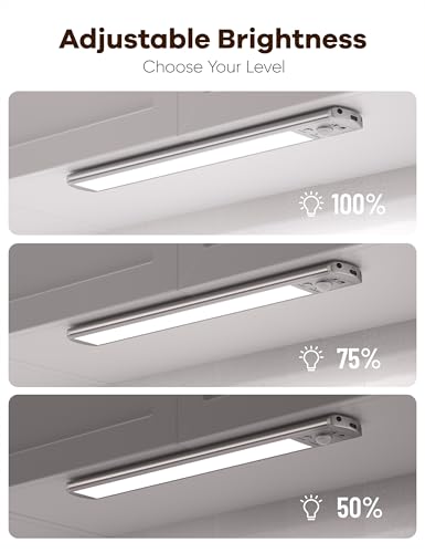 Joyzy Under Cabinet Lighting Motion Sensor Closet Lights Battery Operated Dimmable, 91 LED Rechargeable Under Sink Light, Wireless Under Counter Lights for Pantry RV Step Night Light Hallway - size: 1 pack-11.8"