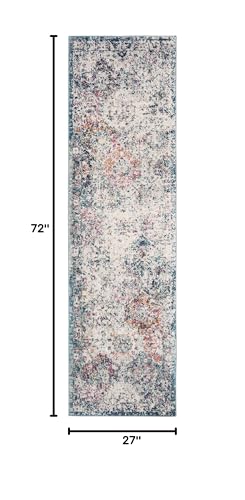 SAFAVIEH Madison Collection Runner Rug - 2'3" x 6', Navy & Teal, Boho Chic Distressed Design, Non-Shedding & Easy Care, Ideal for High Traffic Areas in Living Room, Bedroom (MAD611N) - color: Navy/Teal, size: 2'3" x 6' (Runner)