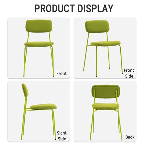 Sidanli Stackable Waiting Room Chairs, Armless Dining Chairs Without Wheels Set of 4 with Comfotable Cushion for Reception Break Room Lobby, Green - color: Green